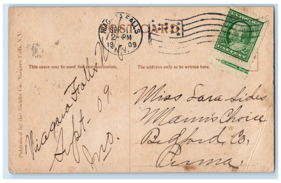 1909 Luna Island Bridge Niagara Falls New York NY Posted Antique Postcard