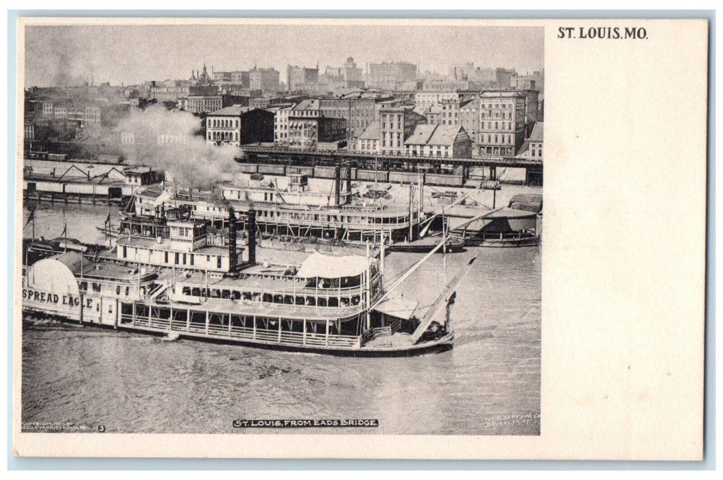 c1905 Steamer St. Louis from Eads Bridge St. Louis Missouri MO Antique Postcard