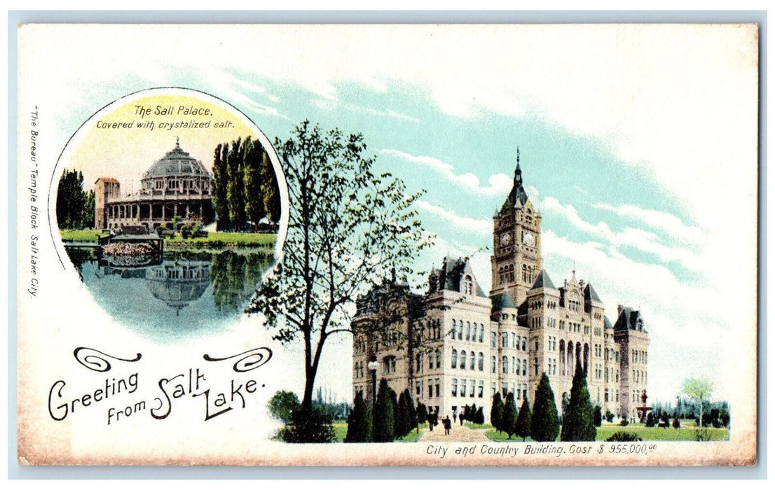 c1905 Greeting from Salt Lake City Utah UT Antique Multiview The Bureau Postcard