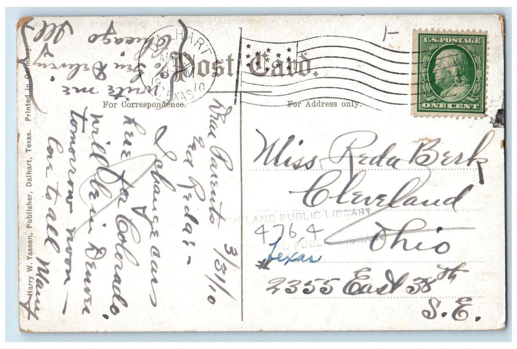 1910 WJ Blair Buffalo Ranch Dalhart Texas TX Antique Posted Postcard