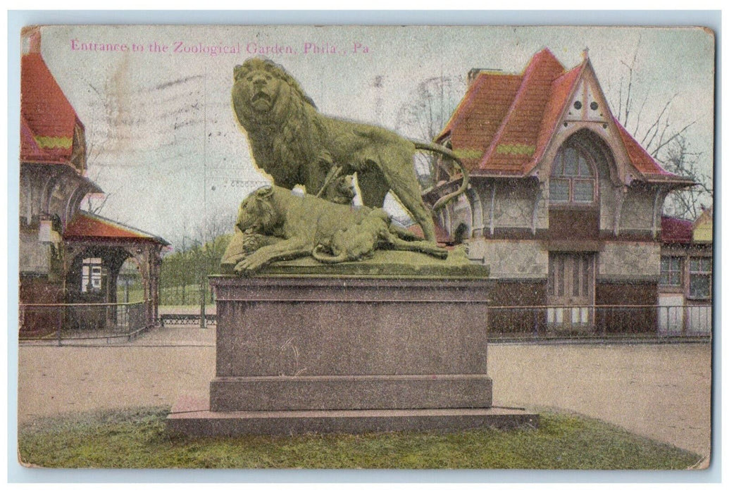 1909 Entrances to the Zoological Garden Philadelphia Pennsylvania PA Postcard