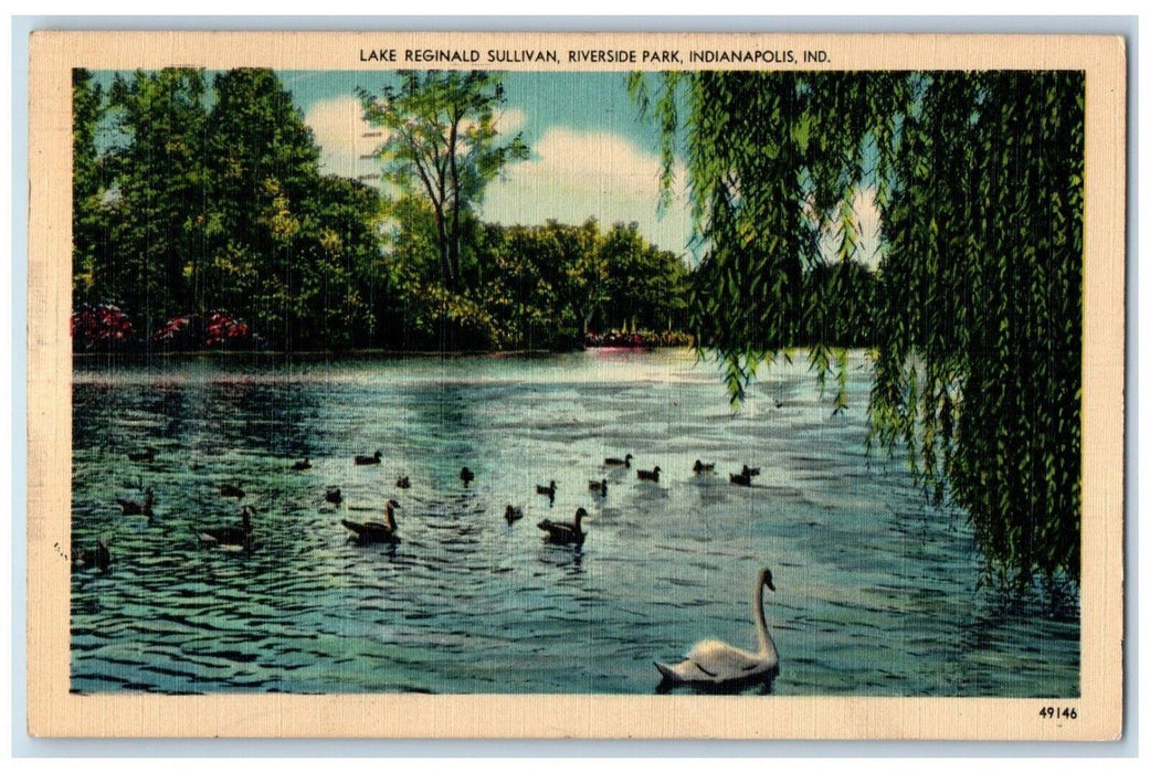 c1940's Lake Reginald Sullivan Riverside Park Indianapolis Indiana IN Postcard