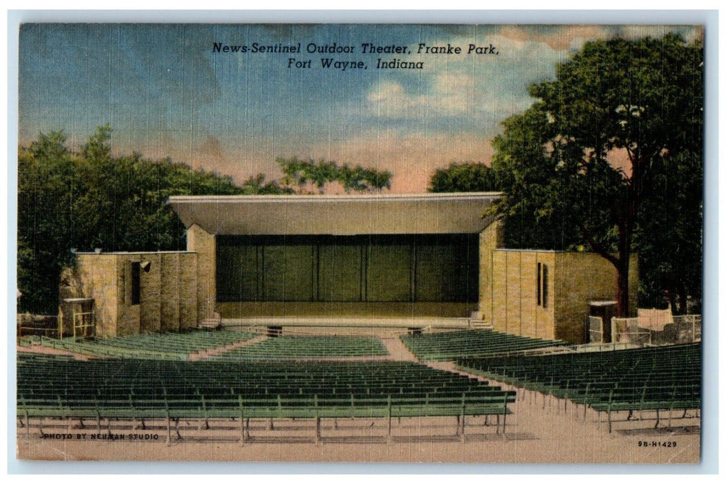 1955 News Sentinel Outdoor Theater Franke Park Fort Wayne Indiana IN Postcard