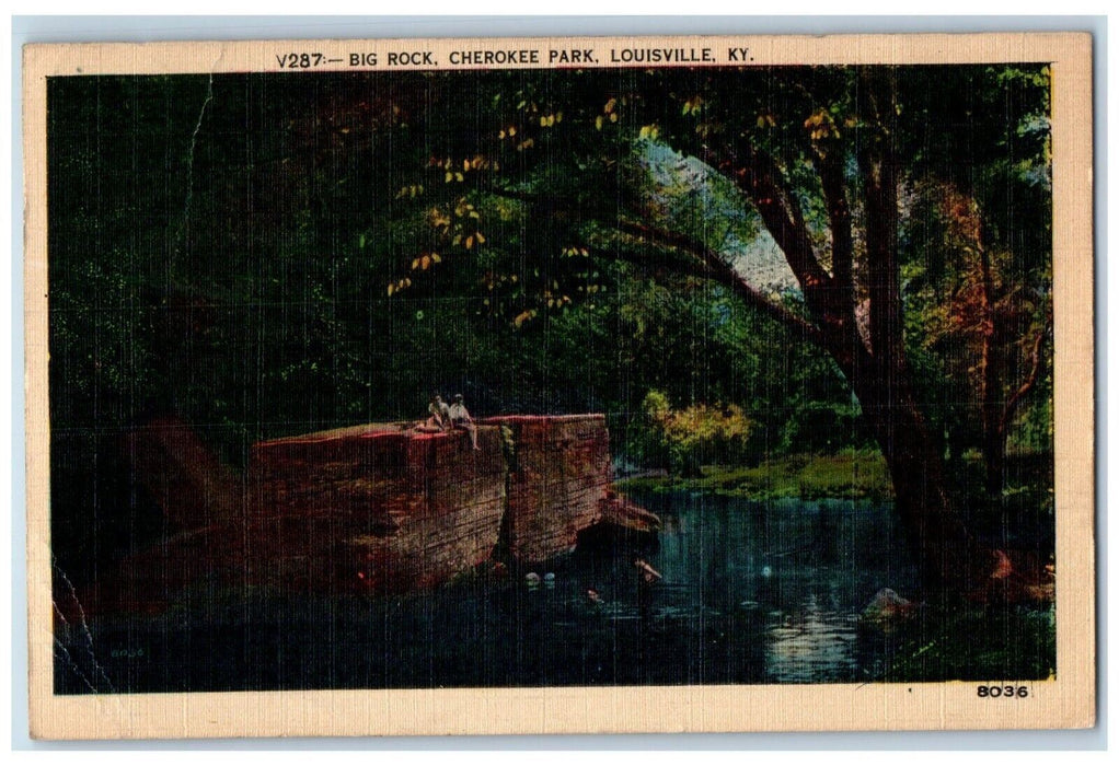 1947 View Of Big Rock Cherokee Park Louisville Kentucky KY Vintage Postcard