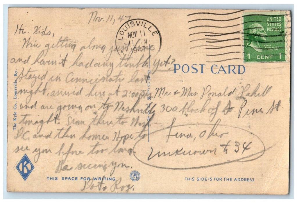 1947 View Of Big Rock Cherokee Park Louisville Kentucky KY Vintage Postcard