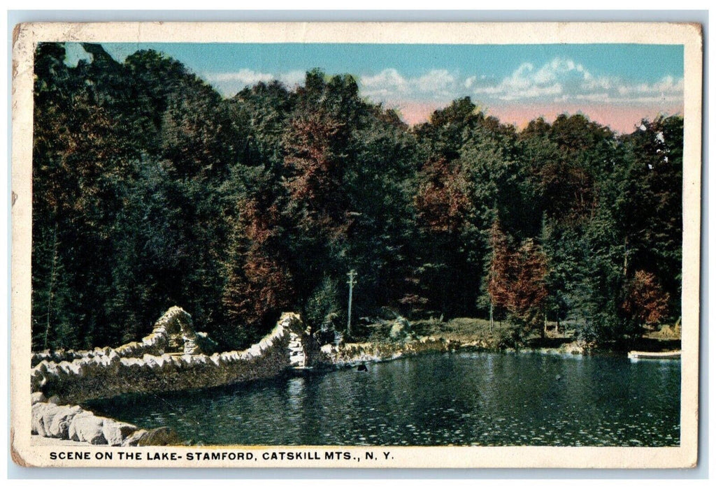 1917 Scene On The Lake Stamford Catskill Mts. New York NY Antique Postcard