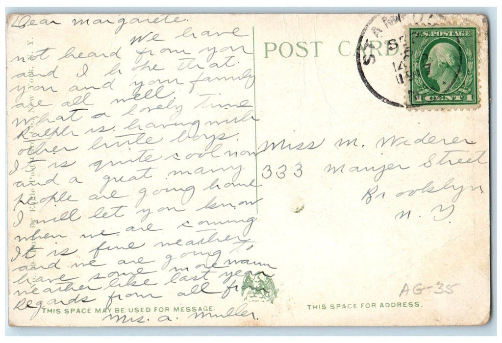 1917 Scene On The Lake Stamford Catskill Mts. New York NY Antique Postcard