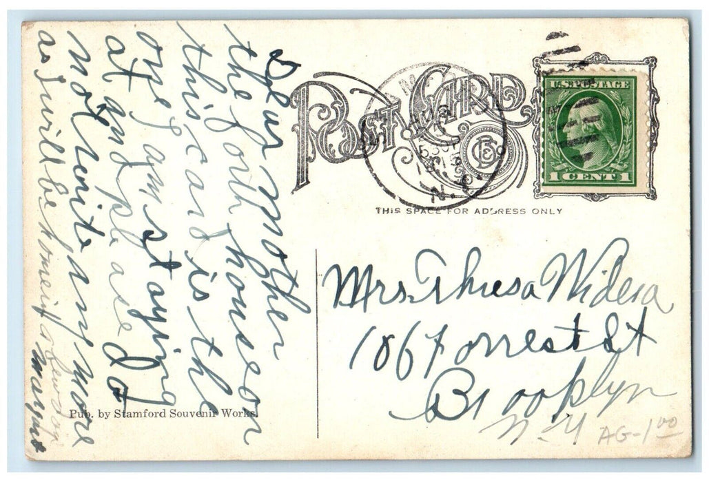 1915 Main Street Leading To Churchill Park Stamford NY, Catskill Mts. Postcard