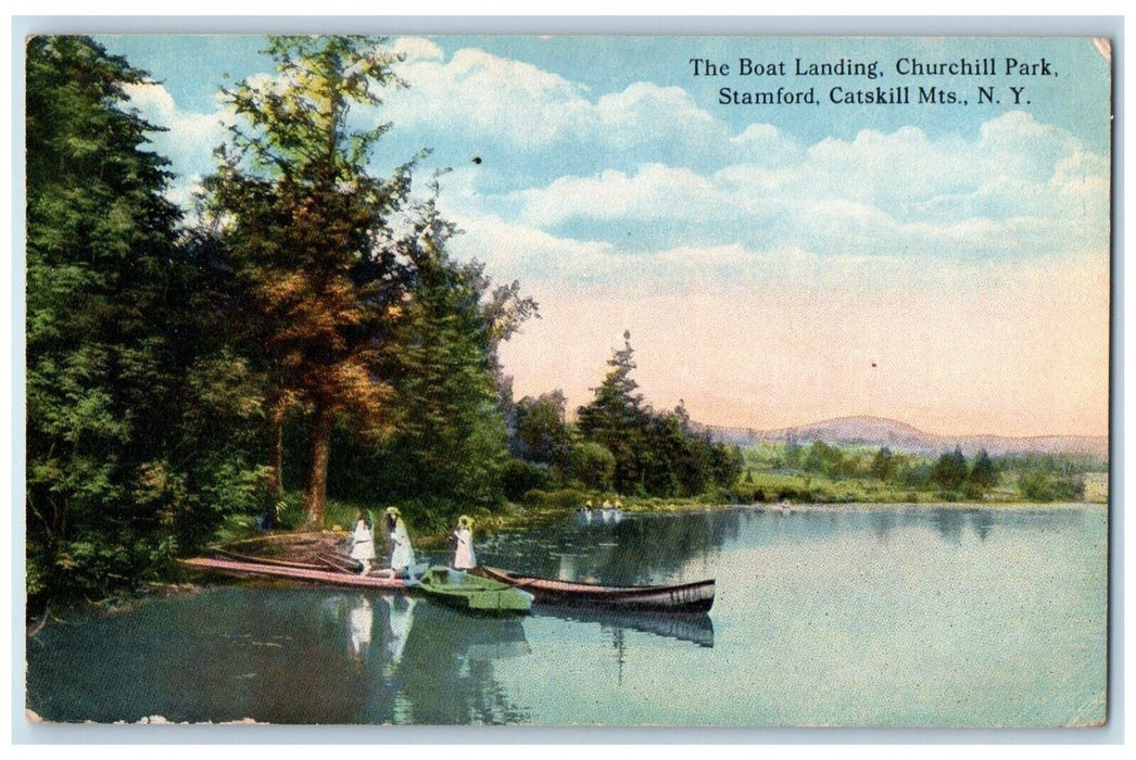 1916 The Boat Landing Churchill Park Stamford Catskill New York NY Postcard