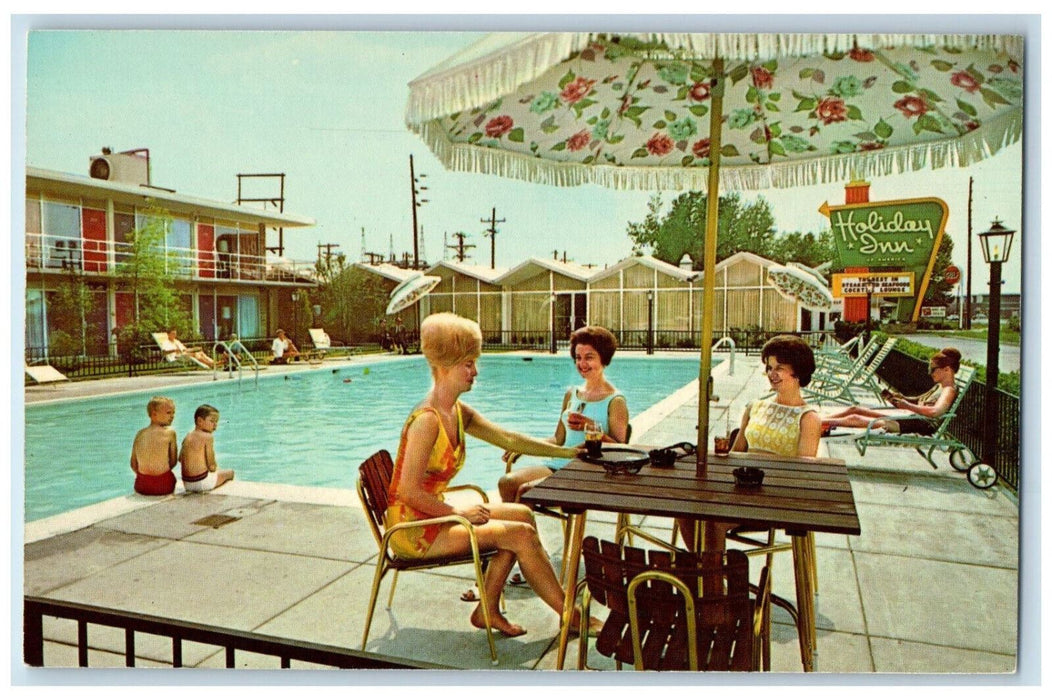 Swimming Pool Scene At Holiday Inn Hotel Vincennes Indiana IN Vintage Postcard