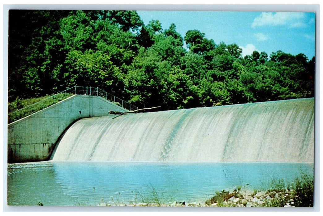 Versailles State Park Dam Indiana IN, Water Stream Scene Vintage Postcard