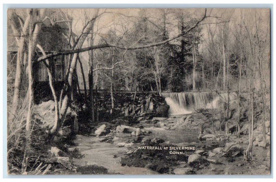1947 Scenic View Of Waterfall At Silvermine Stamford Connecticut CT Postcard