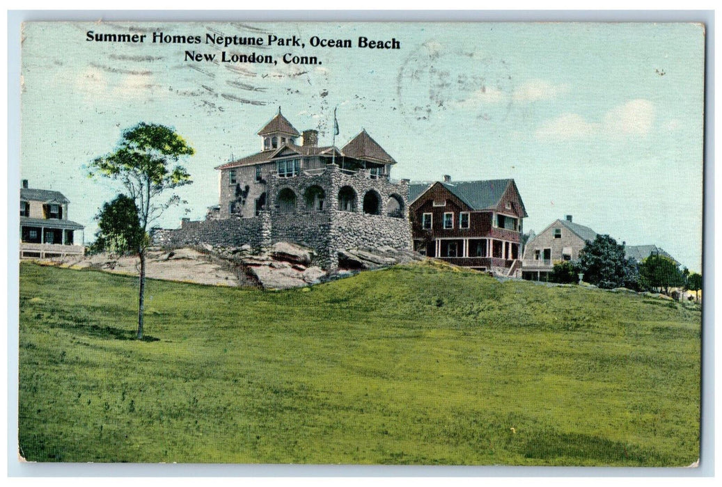 1912 Summer Homes Neptune Park Ocean Beach New London Connecticut CT Postcard
