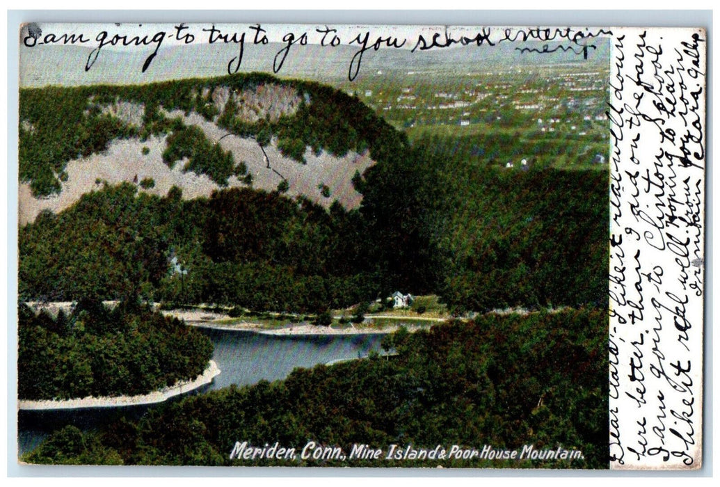 1903 Mine Island And Poor House Mountain Meriden Connecticut CT Antique Postcard