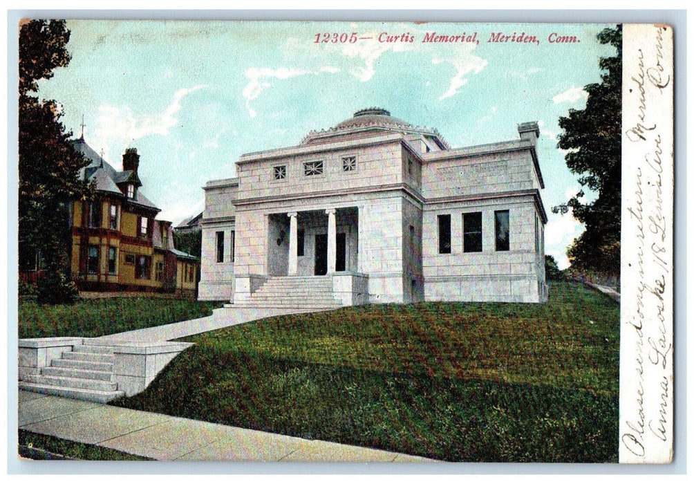 c1905 Curtis Memorial Exterior Scene Meriden Connecticut CT Antique Postcard