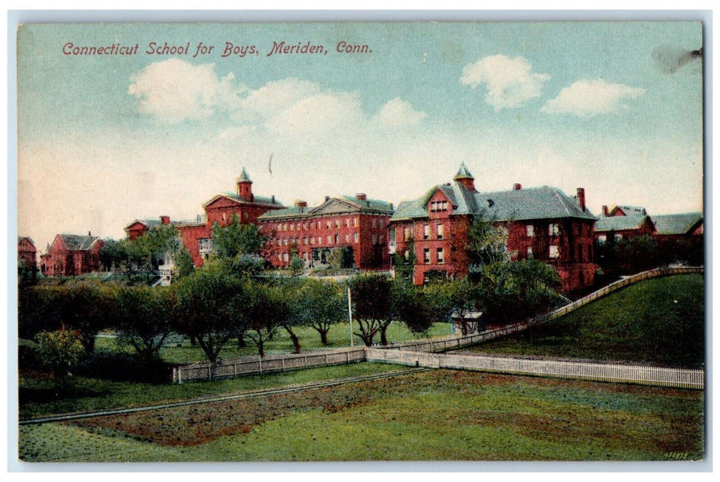 c1910's Connecticut School For Boys Building Panoramic View Meriden CT Postcard