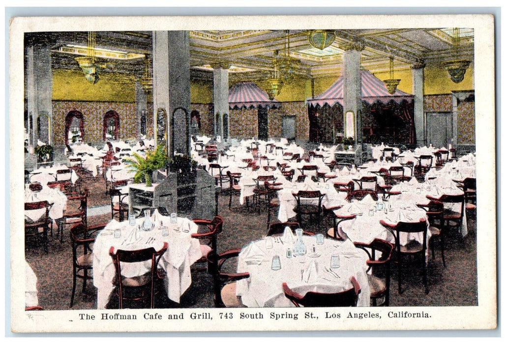 c1910's The Hoffman  Cafe And Grill Interior Los Angeles California CA Postcard