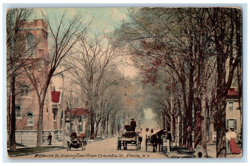1913 Church St. Looking East From Columbia St. Elmira New York NY Postcard