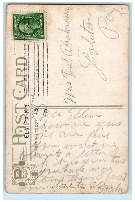 1913 Church St. Looking East From Columbia St. Elmira New York NY Postcard