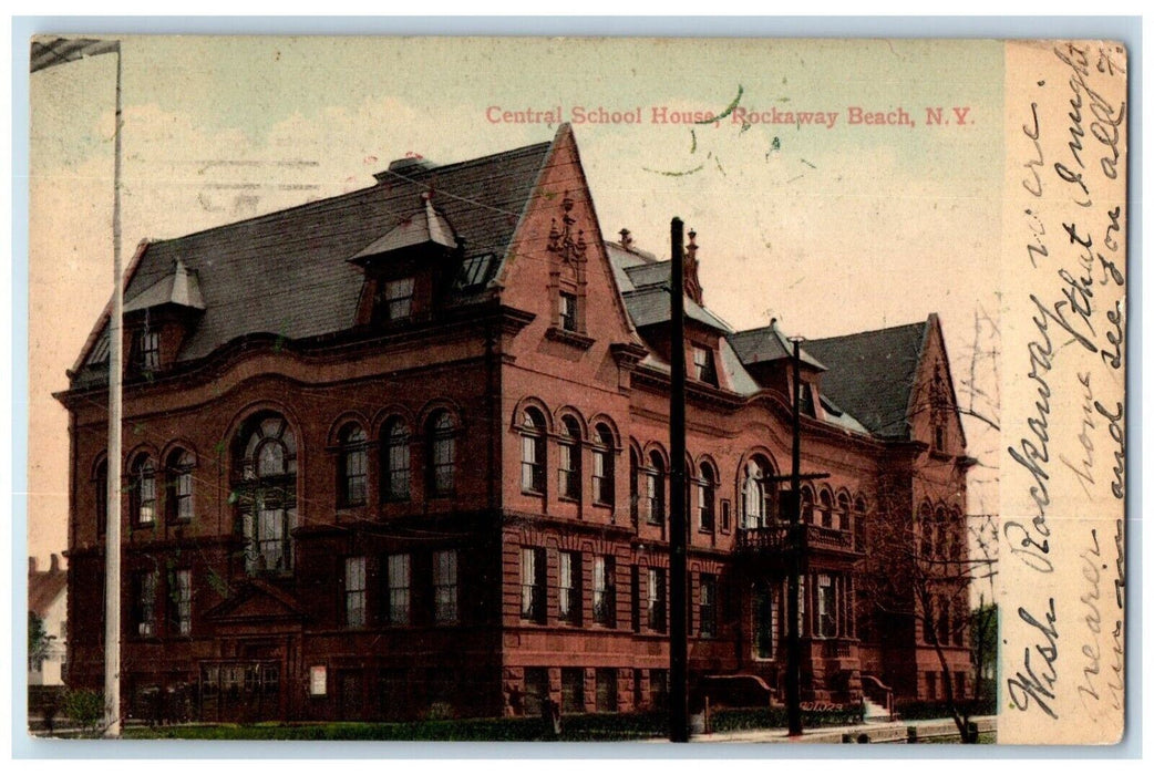 1907 Central School House Rockaway Beach New York NY Posted Antique Postcard