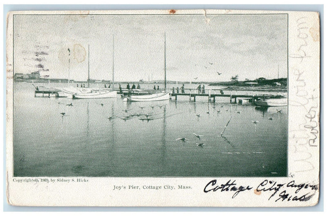 1904 Boats at Joy's Pier Cottage City Massachusetts MA Antique Postcard