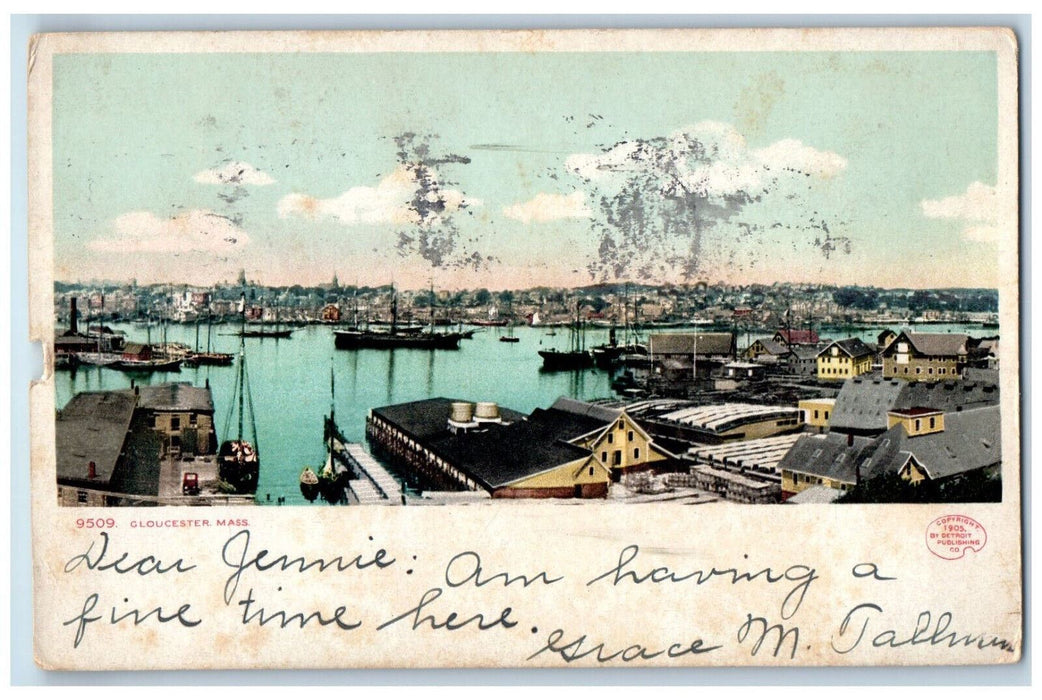 1911 Buildings Sailboat Pier View Gloucester Massachusetts MA Posted Postcard