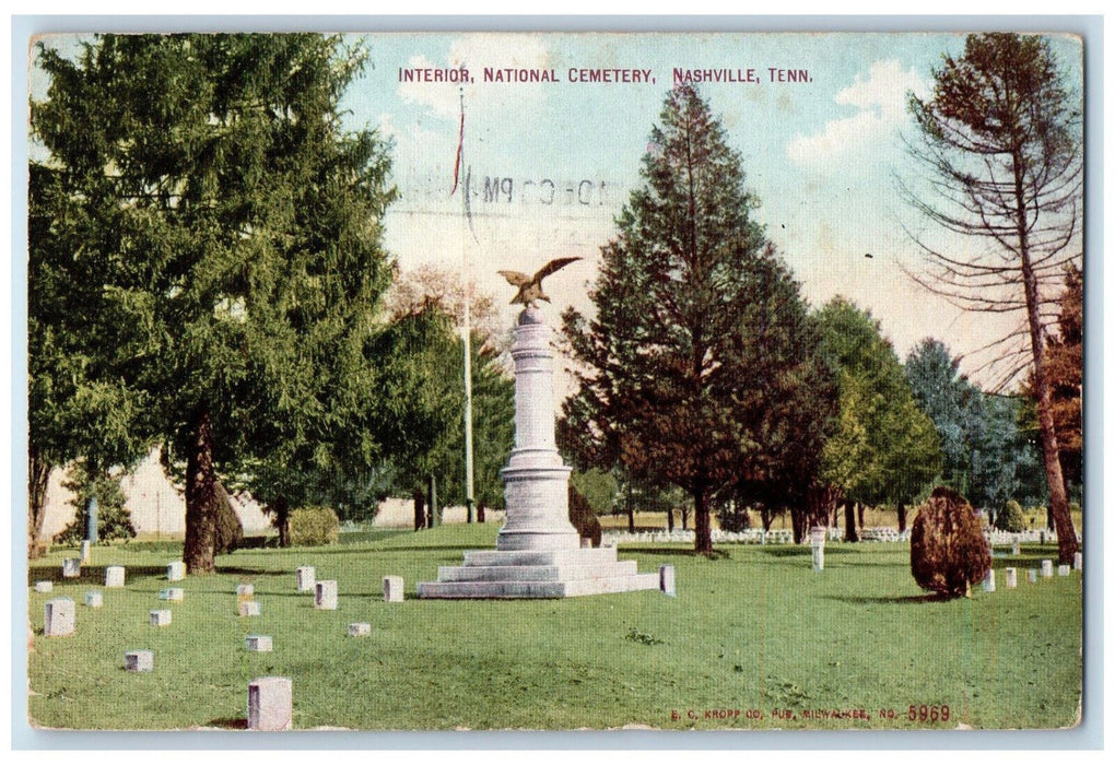 1911 Interior National Cemetery Nashville Tennessee TN Antique Postcard