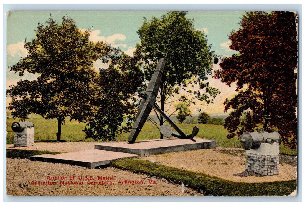 c1910 Anchor of U.S.S. Maine Arlington National Cemetery Arlington VA Postcard