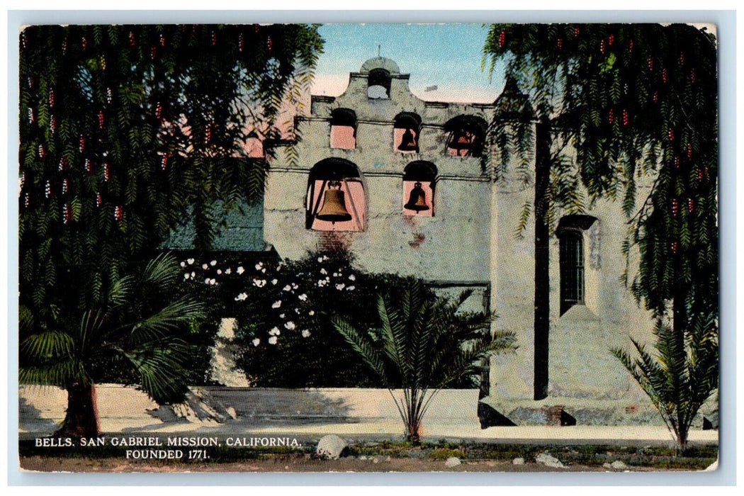 1917 Bells San Gabriel Mission California CA Antique Posted Postcard