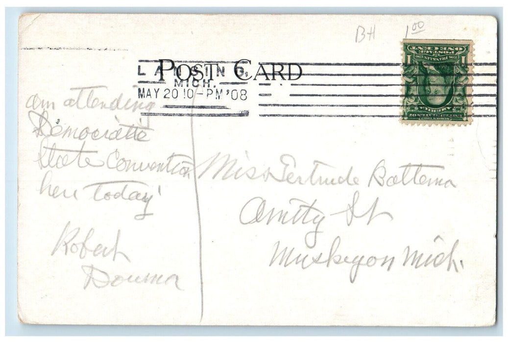1908 Bird's Eye View Lansing Michigan MI Posted Antique JS Bennett Postcard