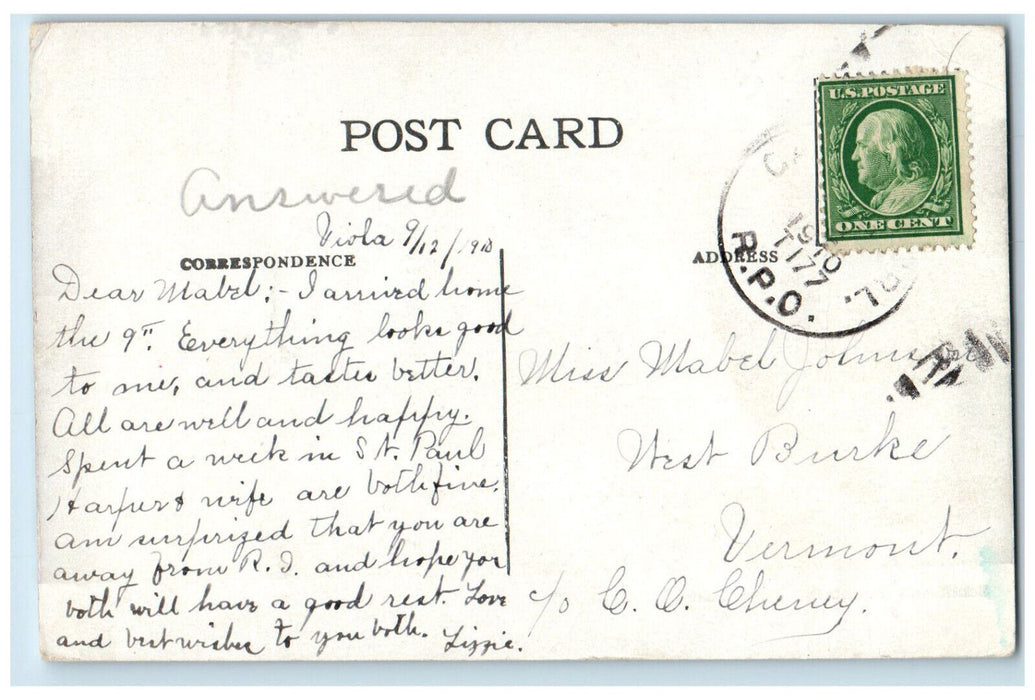 1910 Schiffman Fountain Como Park St. Paul Minnesota MN RPO Postcard