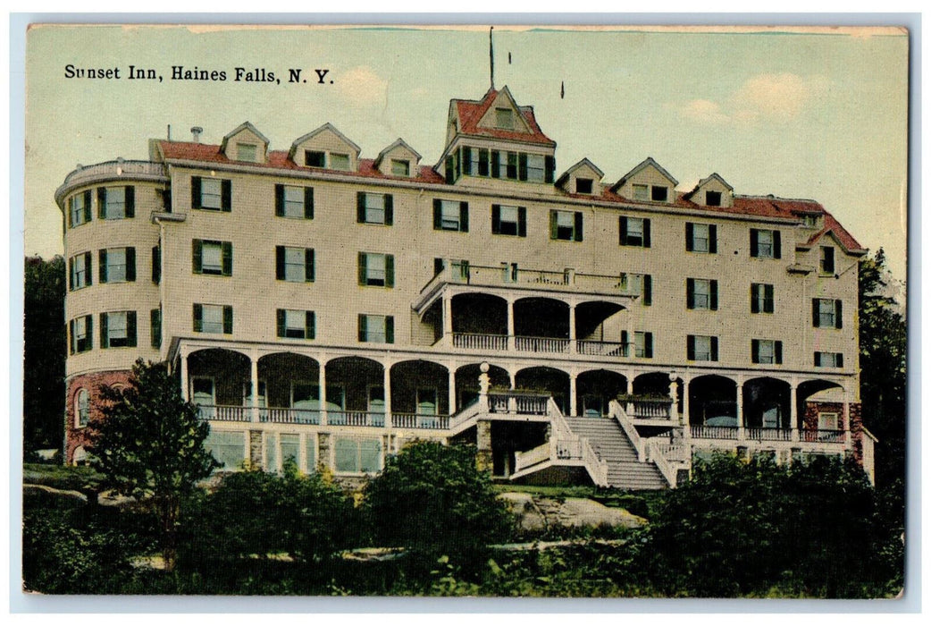 1913 Sunset Inn Motel  Front View Haines Falls New York NY Antique Postcard
