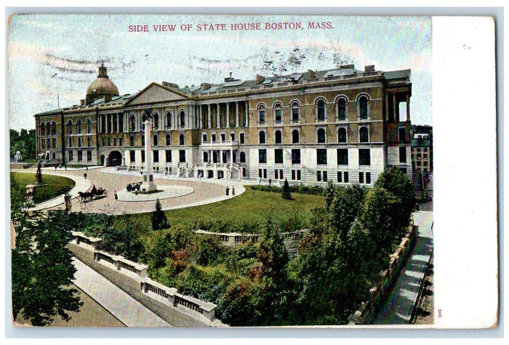 1906 Side View of State House Boston Massachusetts MA Antique Postcard
