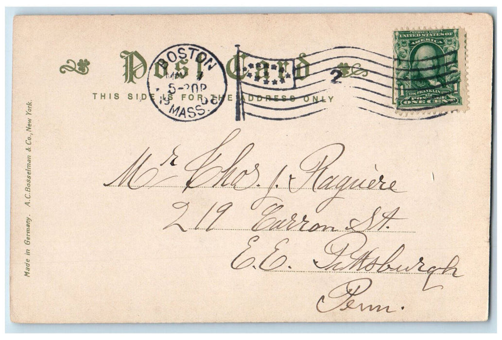 1906 Side View of State House Boston Massachusetts MA Antique Postcard