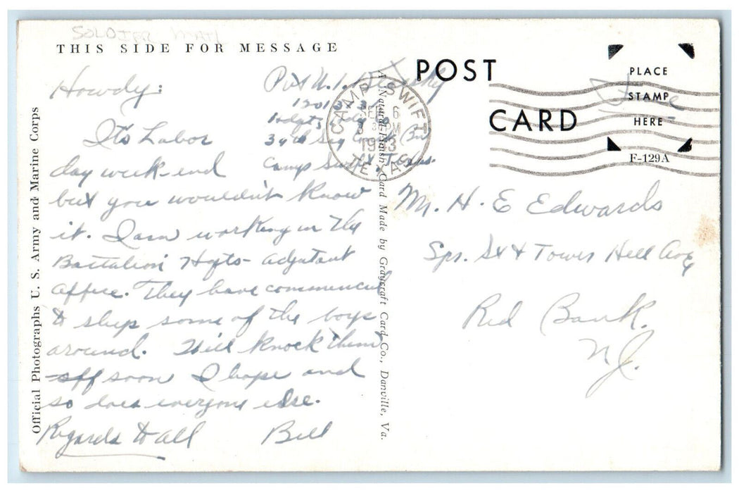 1943 Greetings from Camp Swift Texas TX Cannon Soldier Mail Multiview Postcard