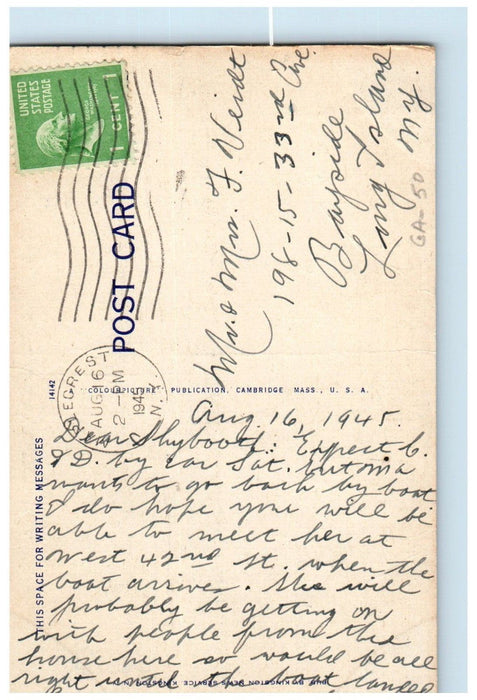 1945 Greetings From Maplecrest New York N, Ducks River Blossom Tree Postcard