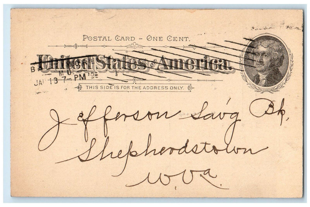 1898 Western National Bank Letter Baltimore Maryland MD Antique Postcard