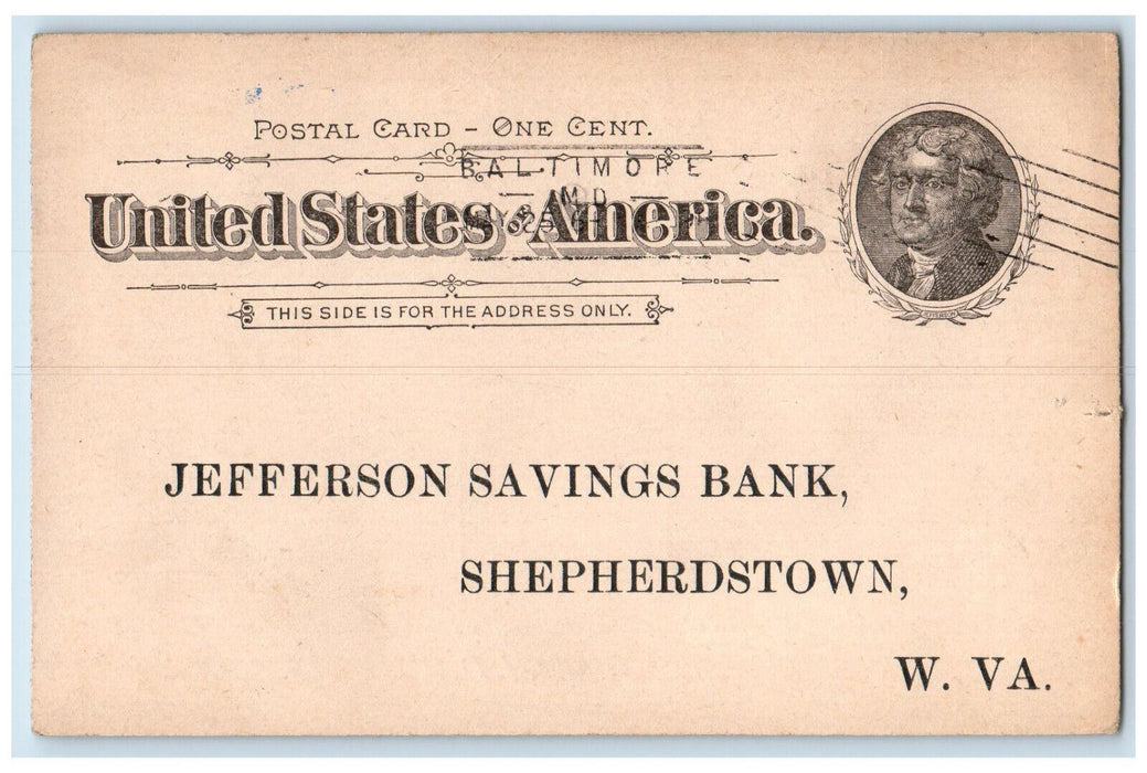 1898 Drovers and Mechanics National Bank Cashier Letter Baltimore MD Postcard