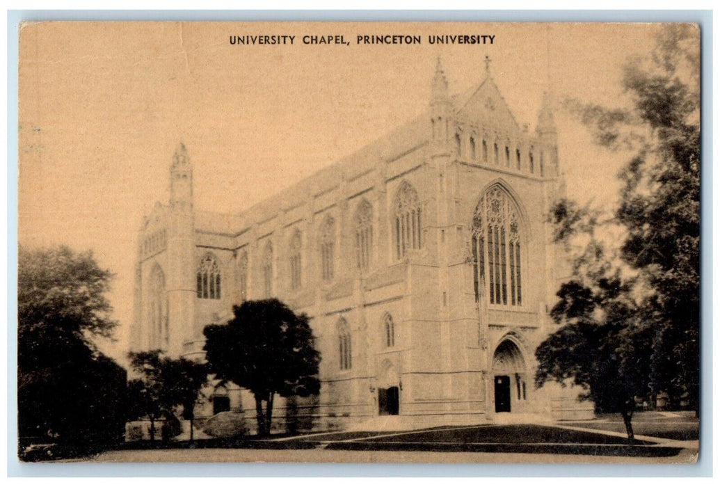 1943 University Chapel Princeton University New Jersey NJ Soldier Mail Postcard