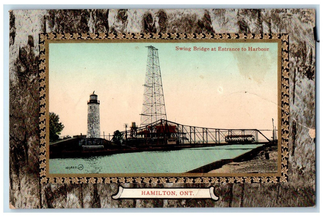 c1910 Swing Bridge at Entrance to Harbour Hamilton Ontario Canada Postcard