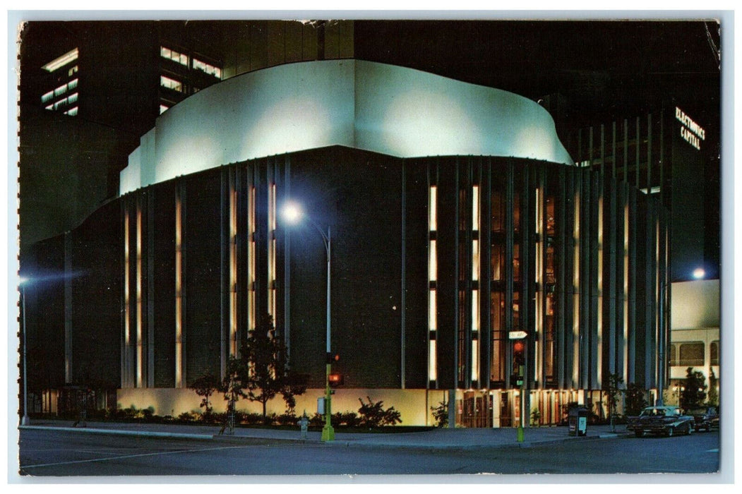 1979 Night View Of The Civic Theater Car Street San Diego California CA Postcard