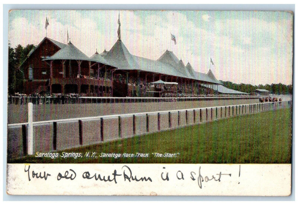 1907 Saratoga Springs NY, Saratoga Race Track The Start Posted Antique Postcard