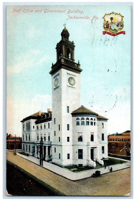 1909 Post Office and Government Building Jacksonville Florida FL Postcard
