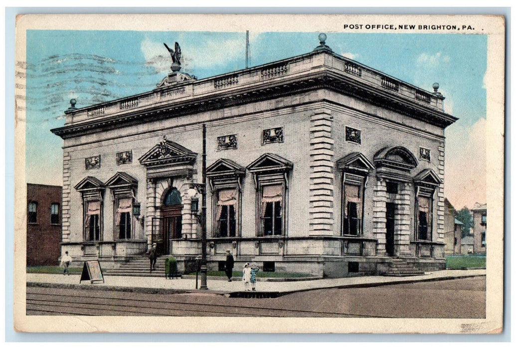 1922 Post Office New Brighton Pennsylvania PA Posted Antique Postcard