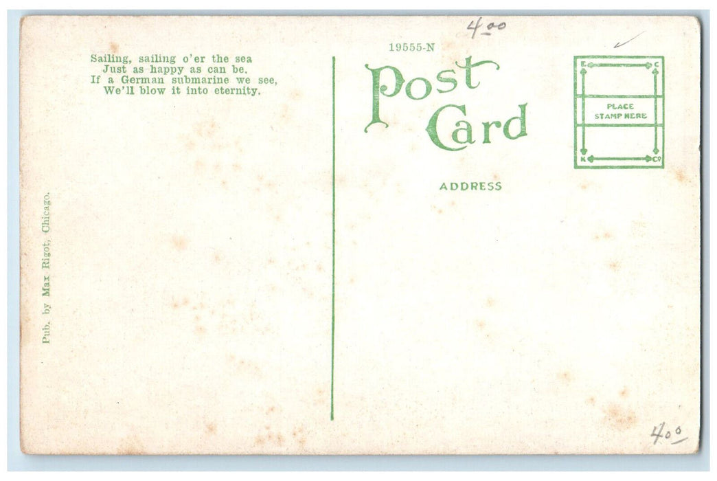 c1920's Boat House Harbor US Naval Training Station Great Lakes IL Postcard