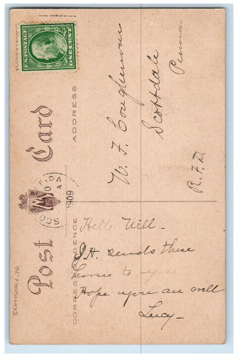 1909 Thorobreds Horses Farmland Scene Scottsdale Pennsylvania PA Postcard