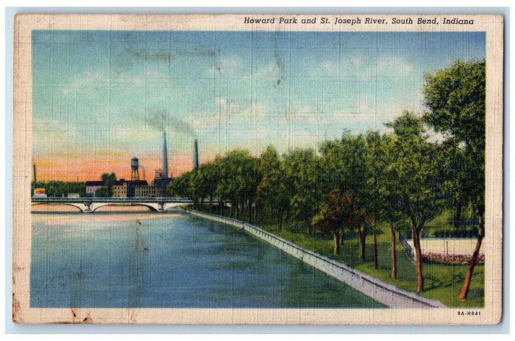 c1930's Howard Park and St. Joseph River South Bend Indiana IN Vintage Postcard