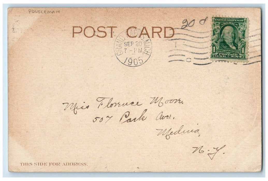 1905 Policeman Baton Slapped Men Grand Rapids Michigan MI Antique Postcard