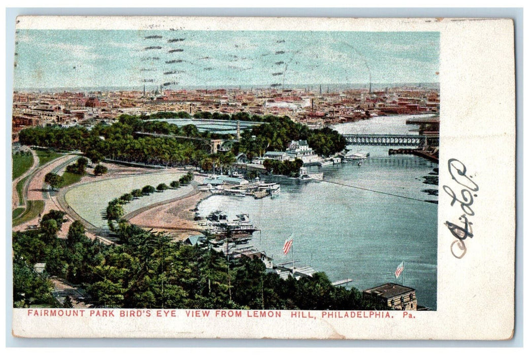 1904 Fairmount Park Bird's Eye View From Lemon Hill Philadelphia PA Postcard