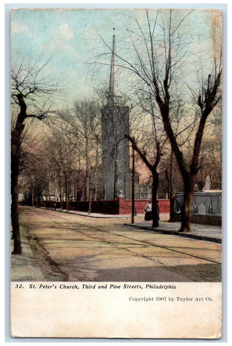 1908 St. Peter's Church Third And Pine  Streets Philadelphia PA Antique Postcard